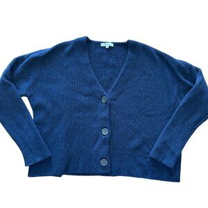 Madewell Womens M Ribbed Knit Navy Cardigan Sweater Cropped Boxy